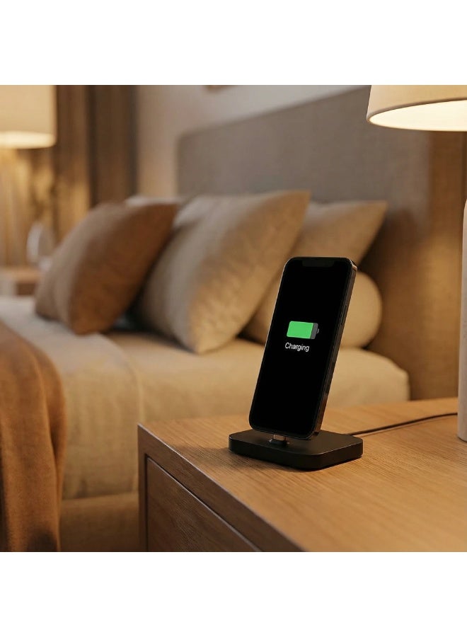 Bluejw Mobile Phone Wireless Fast Charging Station Stand For iPhone Fast Charge Lighting Dock Black Wireless Charger for Travel Phone Apple iPhone Charging Holder Black Suitable for iPhones (Only Lightning Charging Port) - Image 5